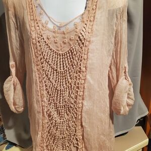 Chic Blush Embroidered Women's Blouse